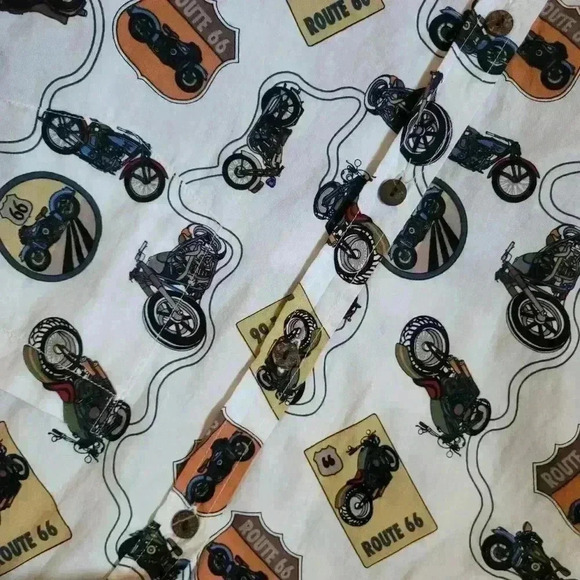 Apuom Route 66 Motorcycle Short-Sleeve Buttondown Shirt Size Small - Picture 3 of 6